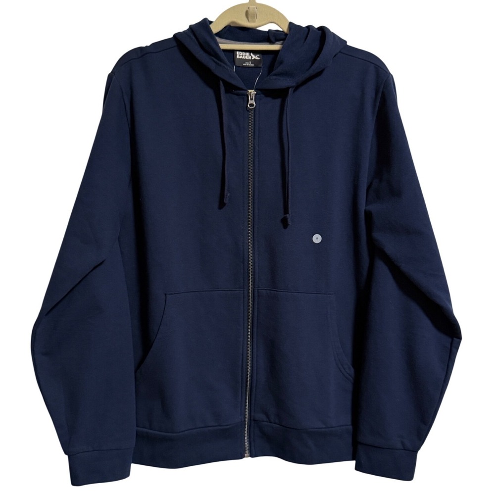 Eddie Bauer Mens Camp Fleece Full Zip Hoodie Navy Blue Small NWT